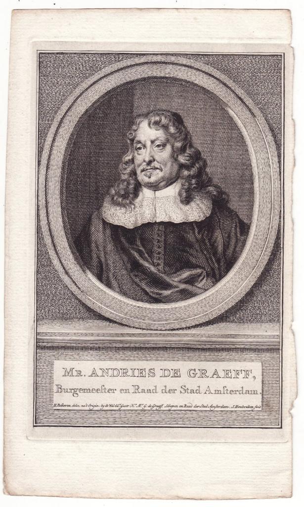 Mr. Andries de Graeff Burgemeester Amsterdam gravure, Antiek en Kunst, Kunst | Etsen en Gravures, Verzenden