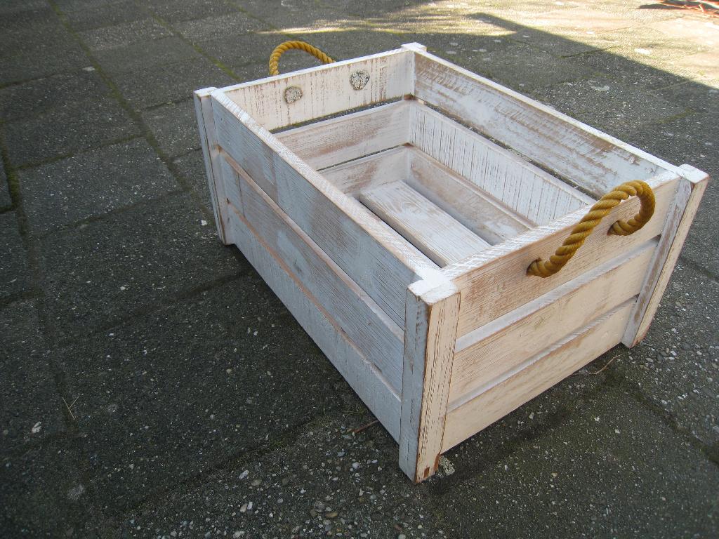 Mooi houten krat in whitewash kleur 54x40x25 cm, Minder dan 50 cm, 50 tot 100 cm, Ophalen of Verzenden, Zo goed als nieuw