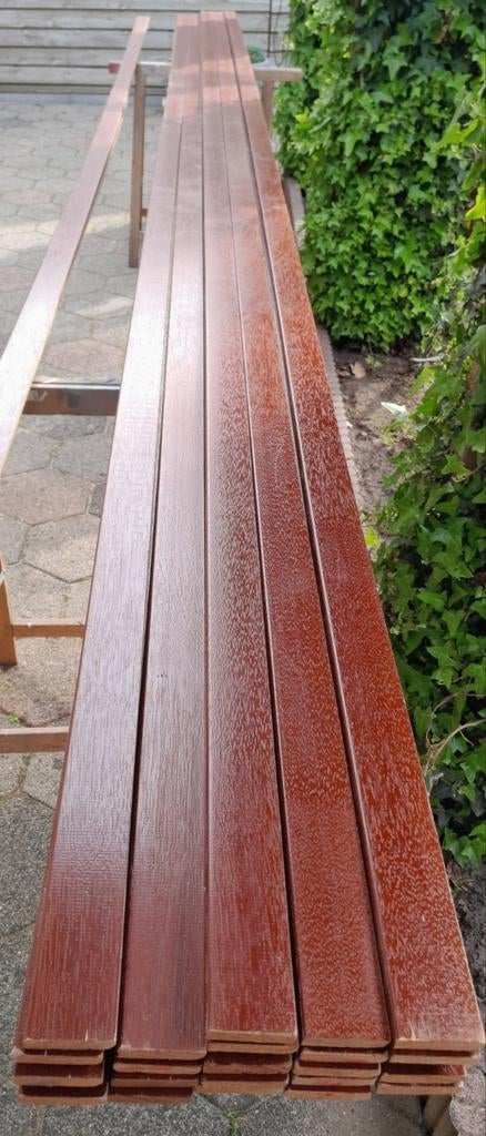 Massief hardhouten plinten, 11 mm dik x 55 mm hoog 4,90 mete, Doe-het-zelf en Verbouw, Hout en Planken, Minder dan 25 mm, Nieuw