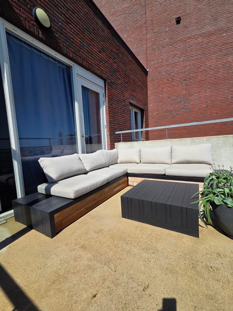 Loungeset met kussens 247x247, Tuin en Terras, Tuinsets en Loungesets, Ophalen, 5 zitplaatsen, Gebruikt, Bank