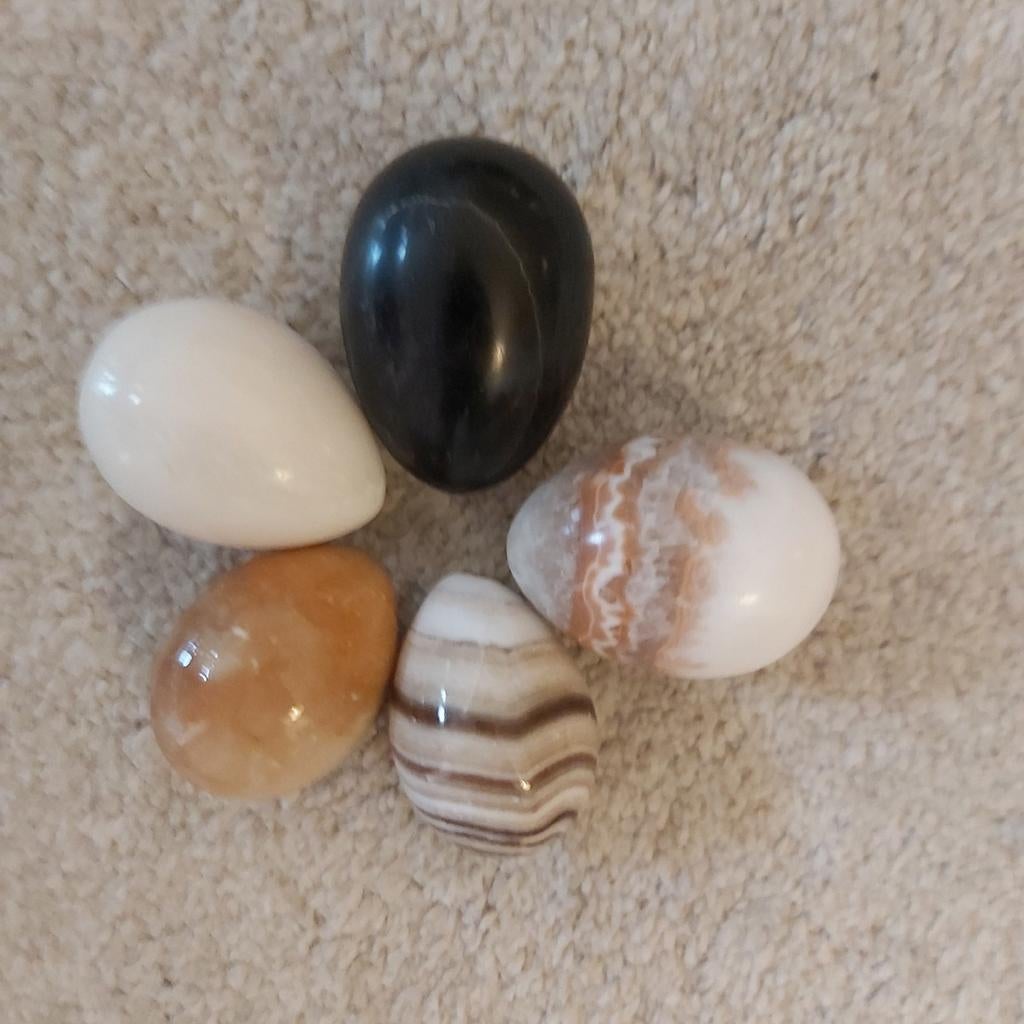 5 Mooie marmeren eieren, Verzamelen, Ophalen of Verzenden, Mineraal