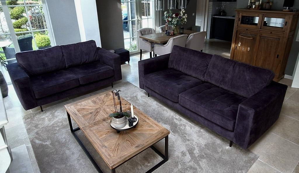 Stijlvolle antraciet/zwart 2- en 3- zitsbanken, Huis en Inrichting, Banken | Bankstellen, Ophalen, Modern, Klassiek, Gebruikt