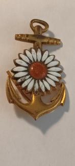 Vintage Anker Broche met Madeliefje en Rode Steen, Ophalen of Verzenden