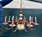 Vintage Kroonluchter met Bloemmotief - 8 Lichtpunten, Ophalen, Gebruikt, Metaal