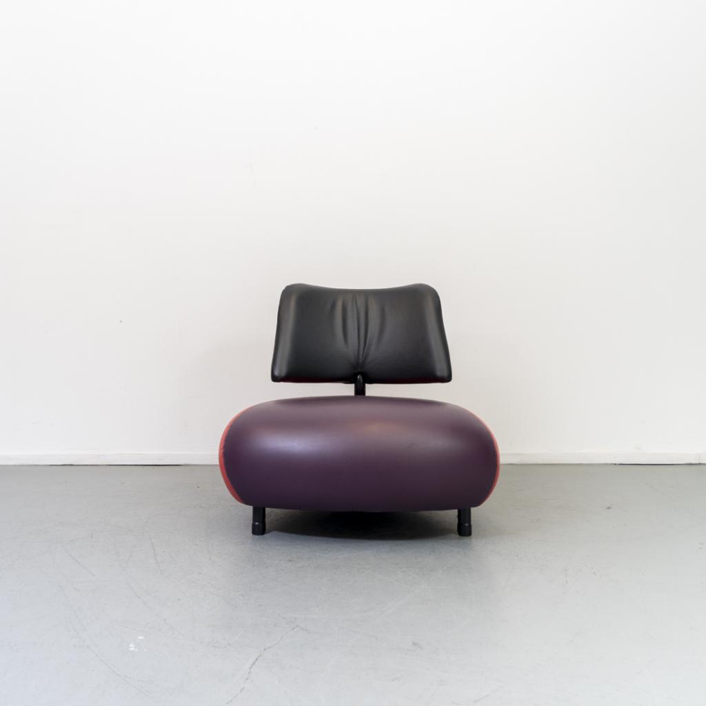 1x Leolux Pallone Fauteuil Rood/Paars - Zwart, Niet ingevuld, Niet ingevuld, 75 tot 100 cm, Ophalen of Verzenden