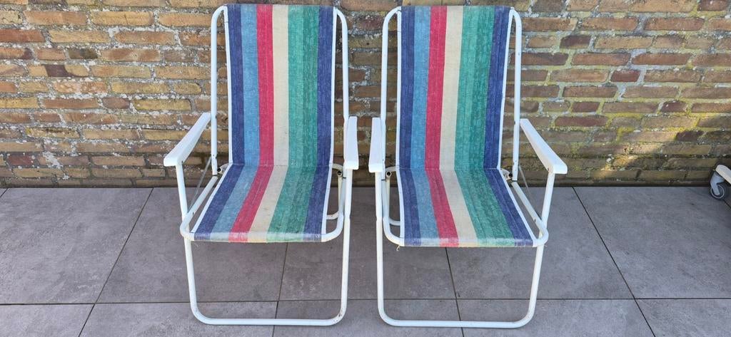 2x Vintage/retro inklapbare stoelen, Ophalen, Gebruikt, Campingstoel