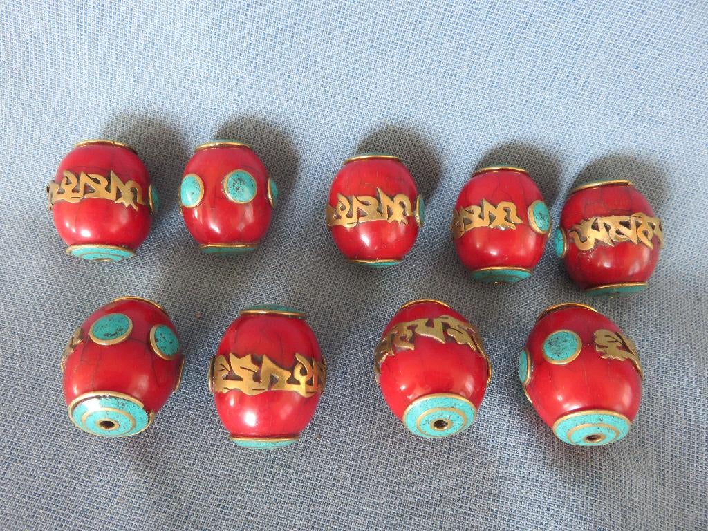 Kralen met oosterse tekst en steen inleg - 20e eeuw, Antiek en Kunst, Ophalen of Verzenden