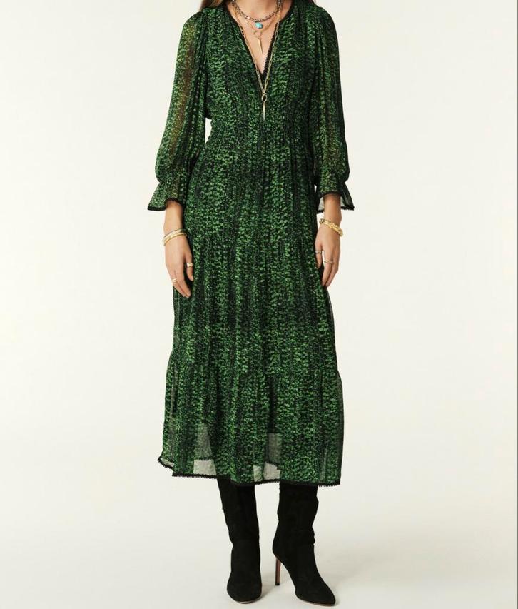 Ba&sh Clovia Jurk - Maat 40 / 3 - Perfecte Staat, Kleding | Dames, Jurken, Zo goed als nieuw, Maat 38/40 (M), Groen, Onder de knie