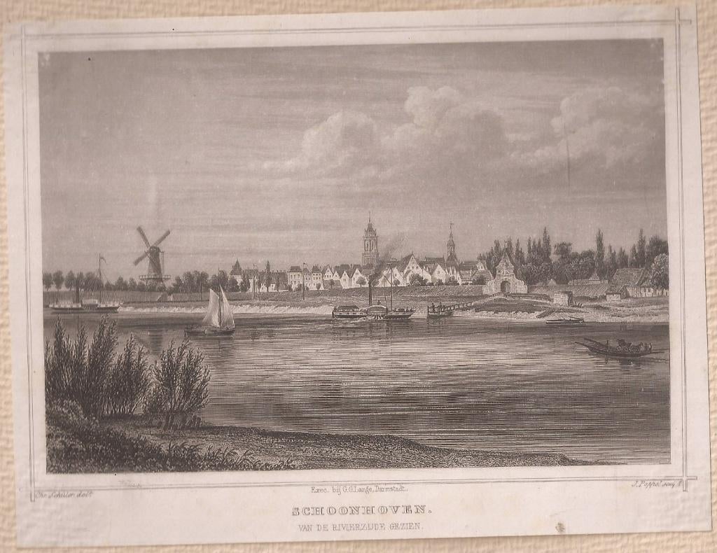 Schoonhoven van de rivierzijde gezien Staalgravure 1858, Antiek en Kunst, Kunst | Etsen en Gravures, Ophalen of Verzenden