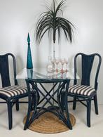 Vintage boho manou rotan eetkamerset glazen blad vierkant, Ophalen, ., Vintage, Vintage