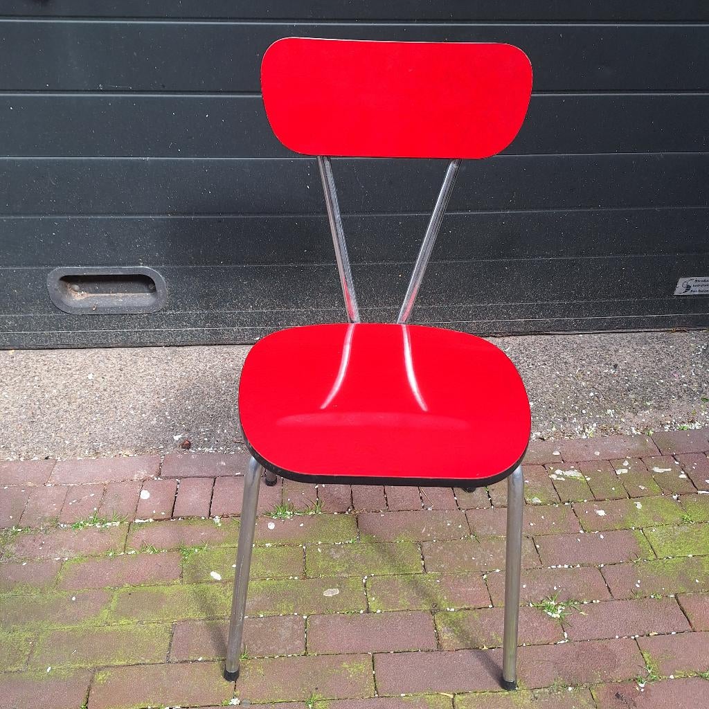 Vintage / Retro Stoel / Formica en Metaal, Ophalen, Gebruikt, Hout, -