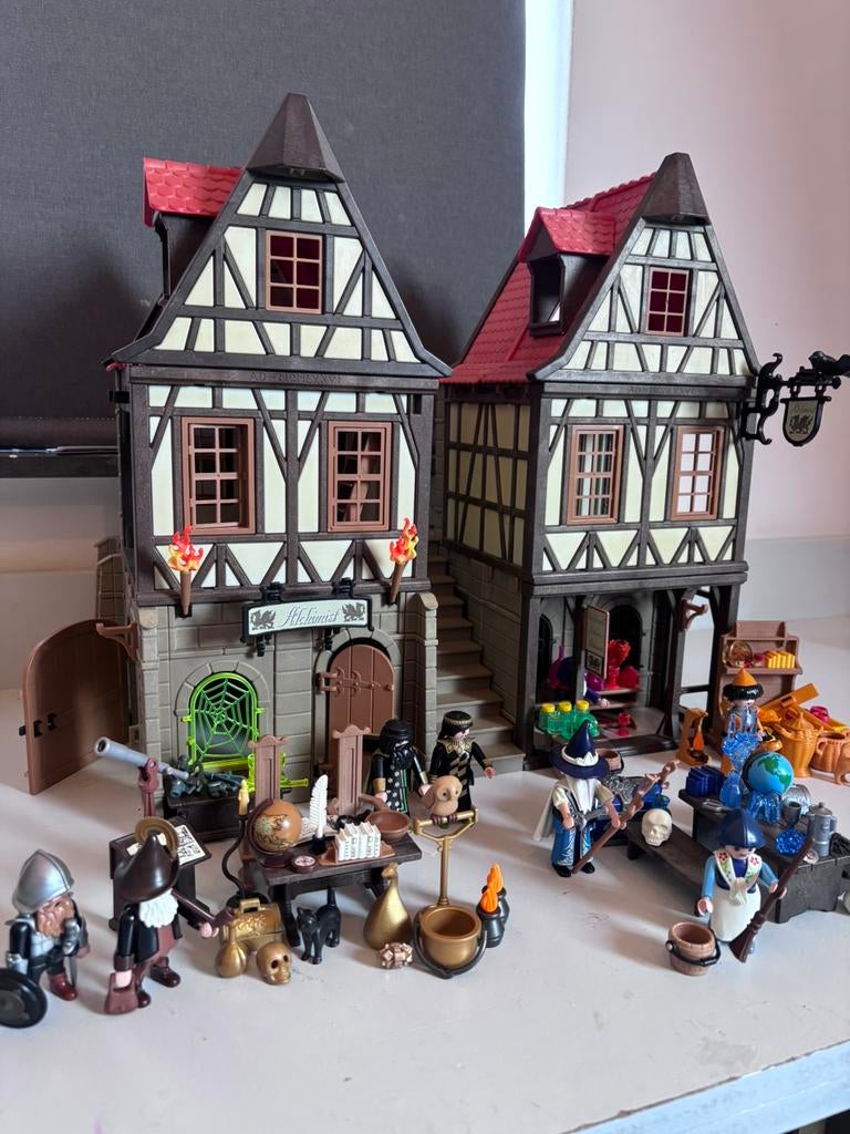 Playmobil kasteel ridders vakwerkhuis Tovenaar, Ophalen of Verzenden, Zo goed als nieuw, Complete set