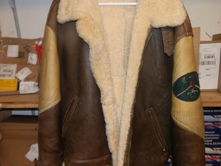 Pilotenjack schapenvacht en leder merk Sisley Italy, Kleding | Heren, Jassen | Winter, Gedragen, Maat 52/54 (L), Overige kleuren