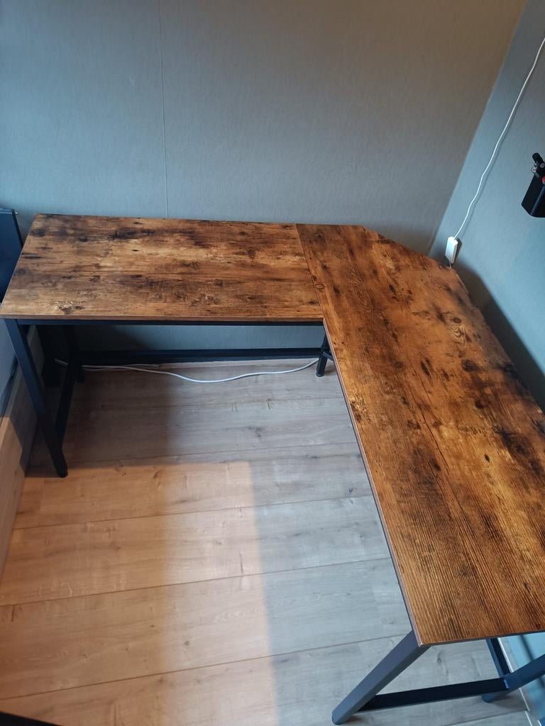 Hoekbureau met houtlook, Huis en Inrichting, Bureaus, Ophalen, Gebruikt