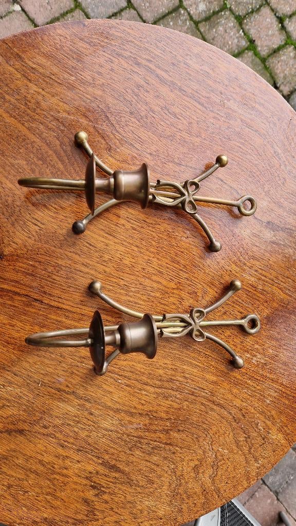 2 antieke koperen wand kandelaars, Antiek en Kunst, Antiek | Koper en Brons, Ophalen of Verzenden, Koper