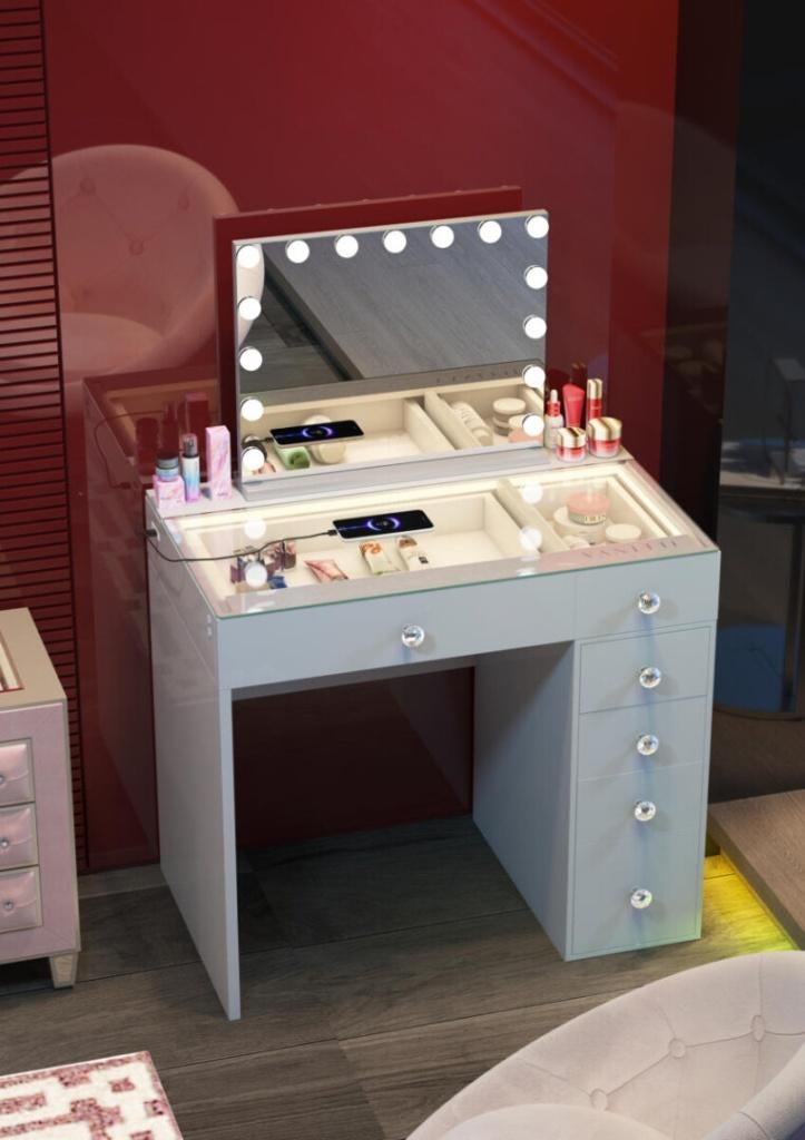 Vanitii VD6 kaptafel met led verlichting 92 x 55 x 81 cm, Ophalen, Nieuw, Minder dan 100 cm, Hout