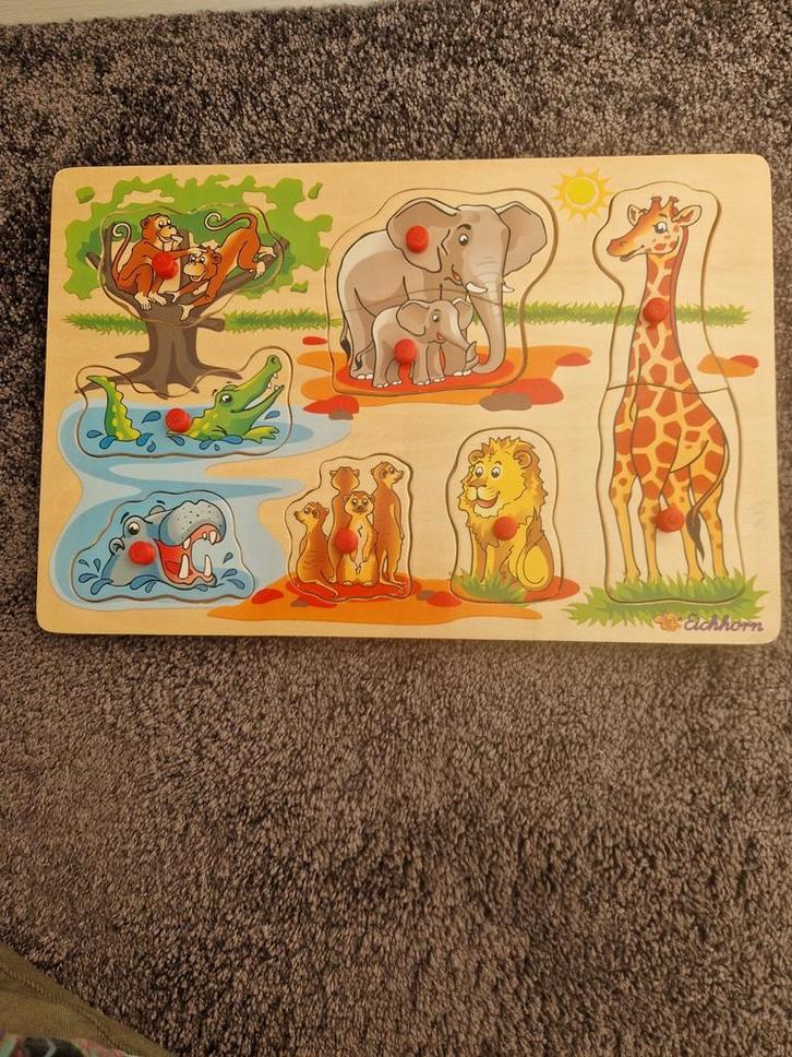Leuke kinderpuzzel met safaridieren, Kinderen en Baby's, Speelgoed | Kinderpuzzels, Gebruikt, 2 tot 4 jaar, 10 tot 50 stukjes