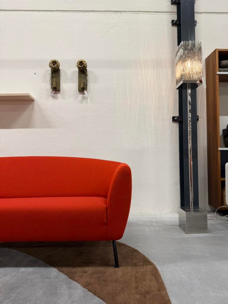 Nieuw Gelderland 6250 Bank 3 zits rood stof Design 214, 75 tot 100 cm, Ophalen of Verzenden, Rechte bank, Gelderland