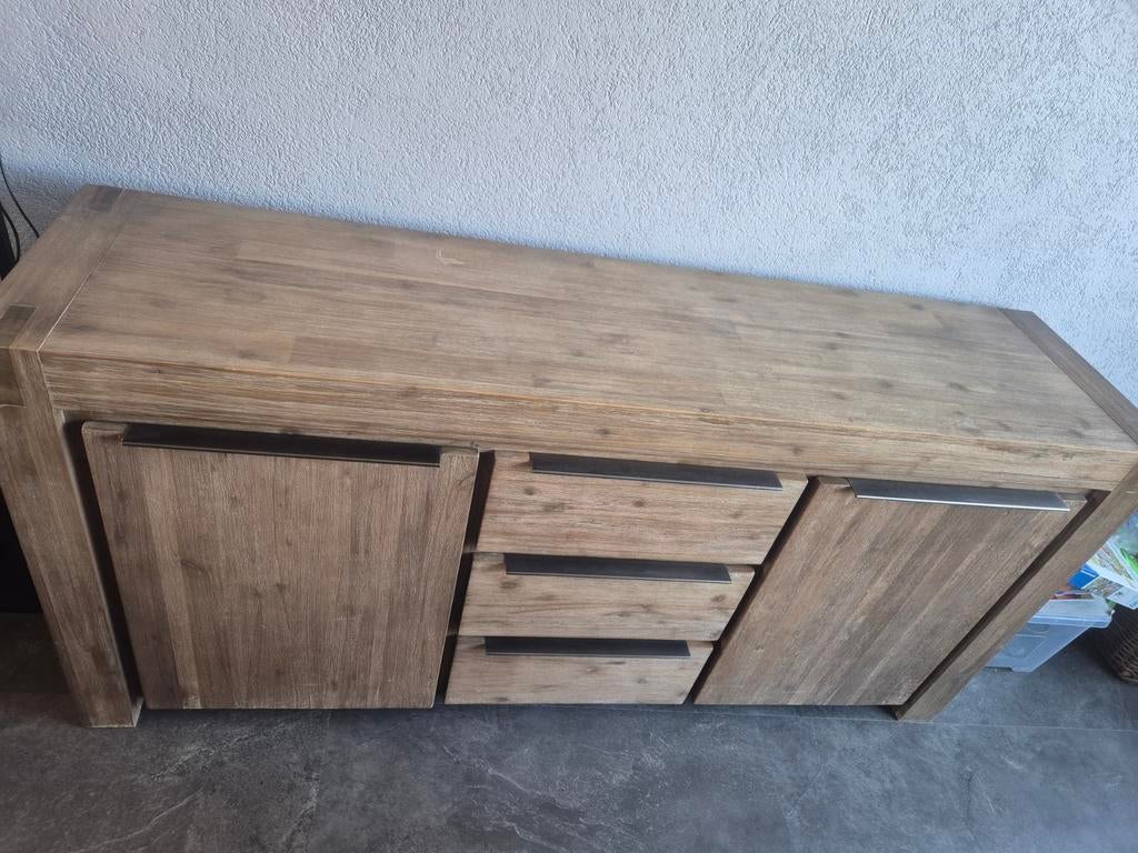 Dressoir 180x45, teakhout met lades en deuren., Ophalen, Gebruikt, Met deur(en), 150 tot 200 cm