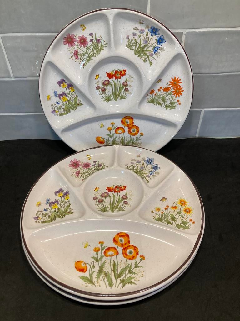 Vintage fonduebord, bloemen (230326c), Huis en Inrichting, Keuken | Servies, Overige typen, Nieuw, Ophalen of Verzenden, Overige stijlen