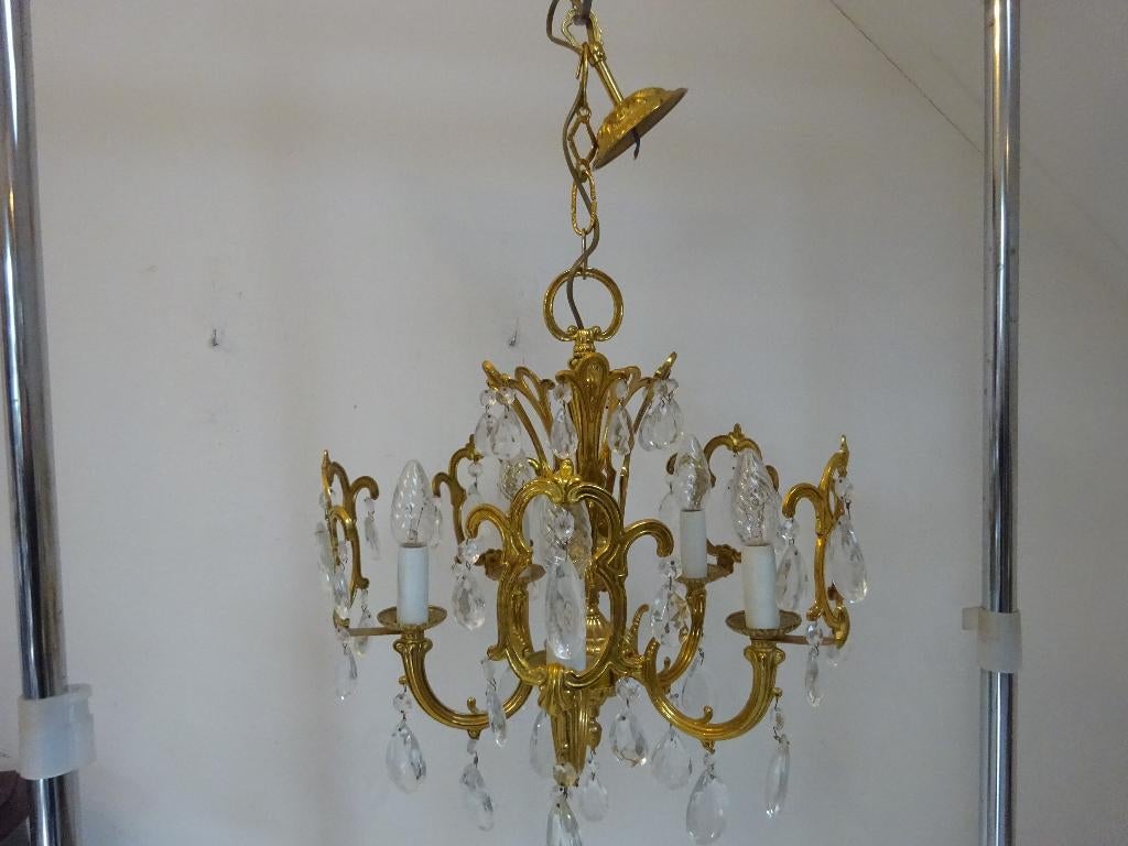 kroonluchter met kristallen., Ophalen, Gebruikt