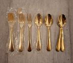 Theelepeltjes + Vorkjes goudkleurig, 6 Lepeltjes + Vorkjes, Ophalen of Verzenden, Nieuw, Overige materialen, Los bestek