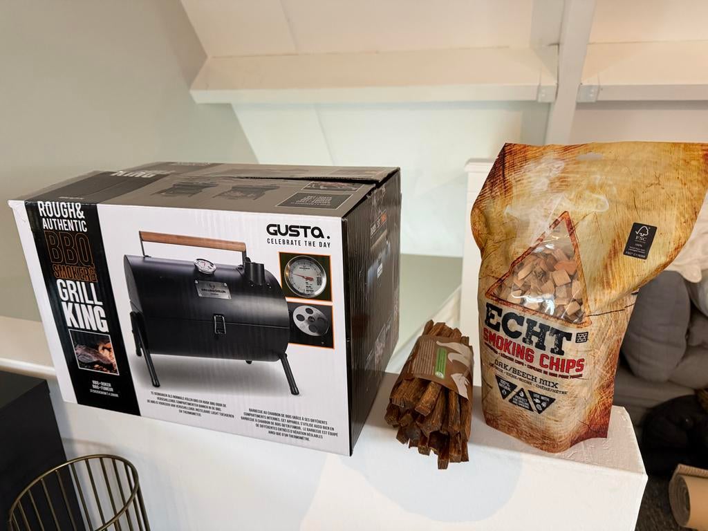 Gusta Mini Smoker BBQ Grill King met Thermometer, Ophalen, Nieuw, Met accessoires
