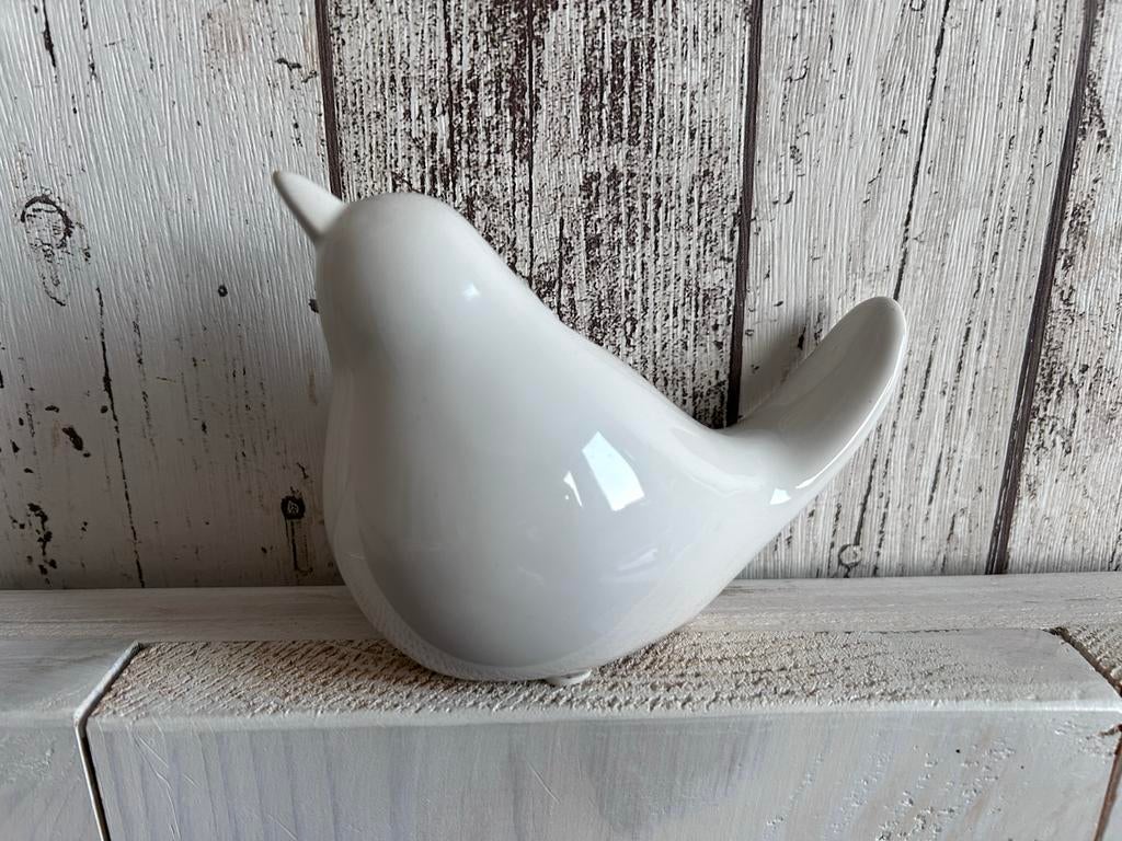 Wit vogeltje, decoratie beeldje keramiek vogel, Ophalen of Verzenden, Zo goed als nieuw