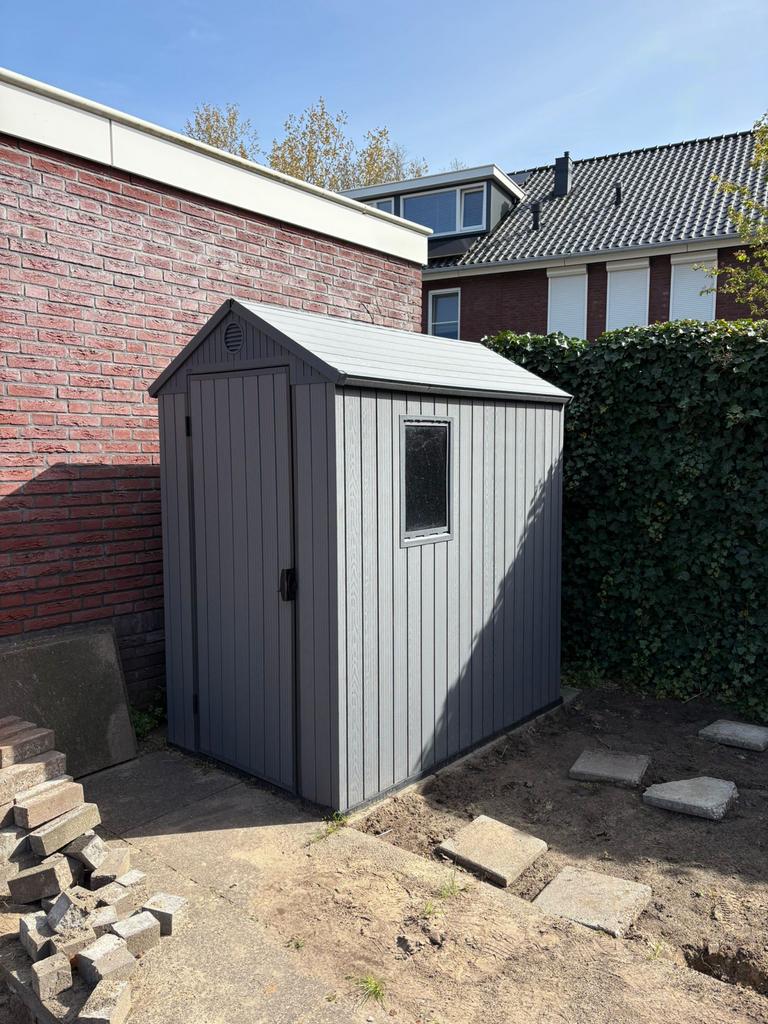 Keter Darwin 46 Woodlook Tuinhuis Grijs Kunststof, Tuin en Terras, Tuinhuizen, Kunststof, Tuinhuis, Nieuw, Minder dan 200 cm