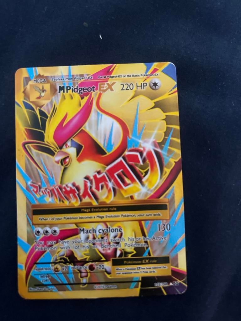 M Pidgeot EX Pokémon Kaart 220 HP - Zeldzaam, Ophalen of Verzenden, Gebruikt, Losse kaart
