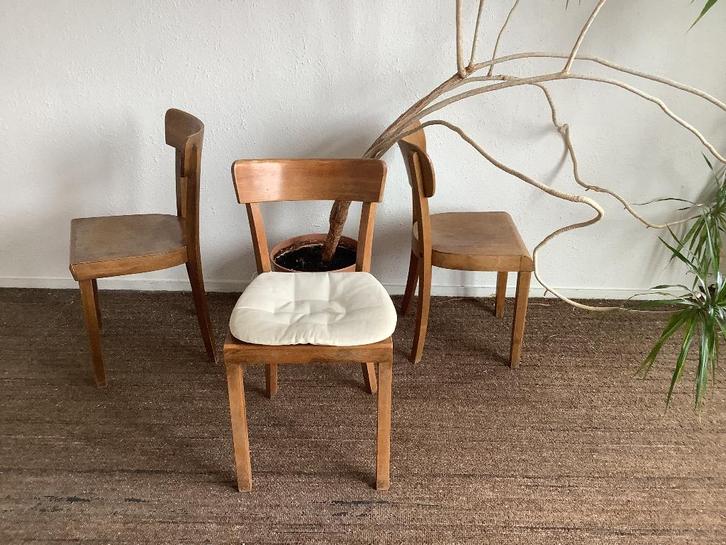 3 mooie stoelen, caféstoel, massief hout, Huis en Inrichting, Stoelen, Gebruikt, Drie, Hout, Bruin, Ophalen