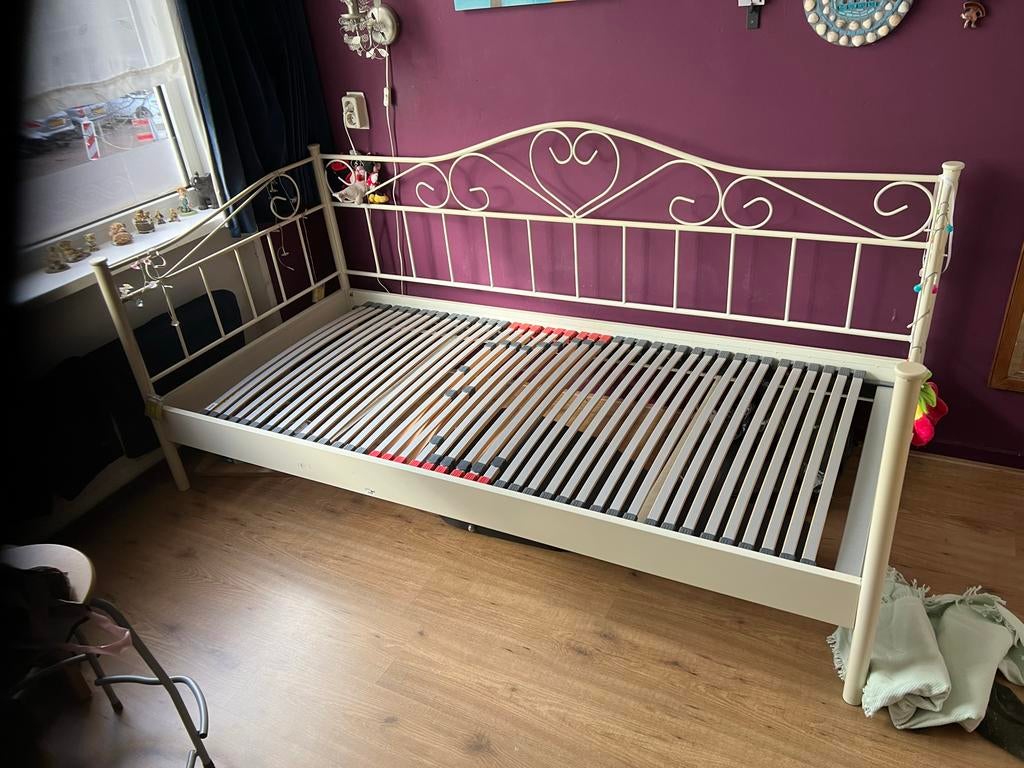 Wit metalen eenpersoonsbed Trendhopper 90x200 cm, Huis en Inrichting, Slaapkamer | Bedden, Gebruikt, 90 cm, Eenpersoons, Wit
