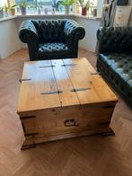 Grenenhouten Salontafel Kist, Blank Gelakt en IJzeren Beslag, Huis en Inrichting, Tafels | Salontafels, Ophalen, Gebruikt, 50 tot 100 cm