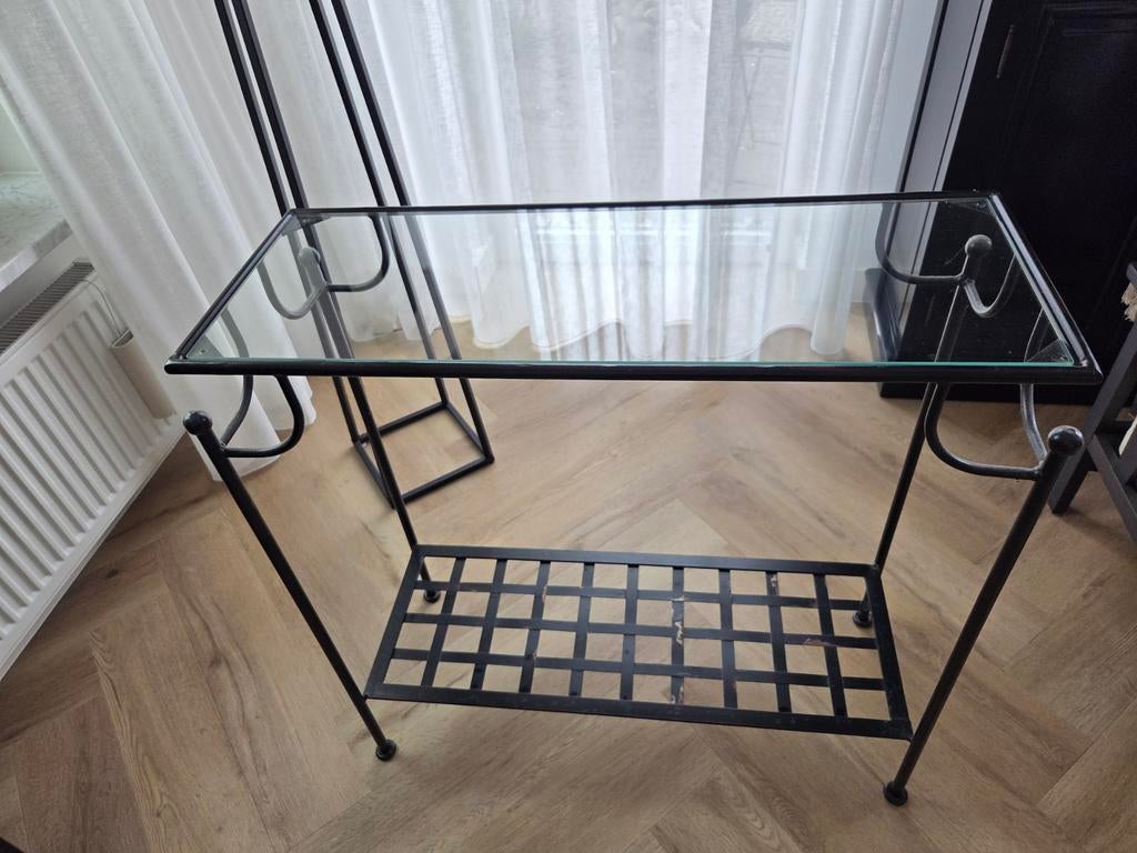 Sidetable met glazenplaat, Ophalen of Verzenden, Gebruikt