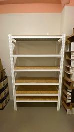 2 Robuuste Magazijnstellingen - wit staal met OSB planken, Ophalen, Gebruikt
