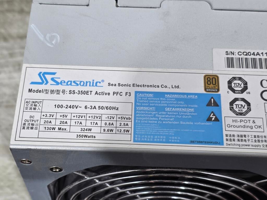 Seasonic 350w max voeding psu power supply ss-350et, Ophalen of Verzenden, Gebruikt