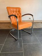 Gispen 412 GE fauteuil, chroom frame , caramel leder, Huis en Inrichting, Fauteuils, Design, 75 tot 100 cm, Zo goed als nieuw