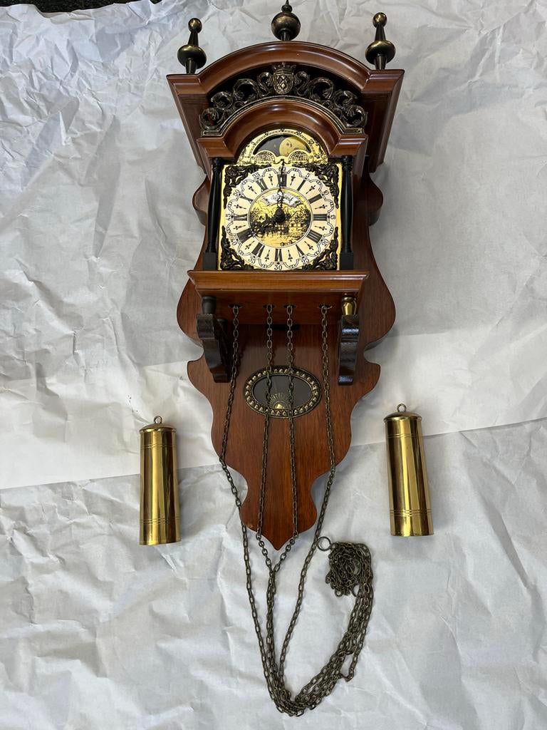 Warmink Wandklok - Klassieke Houten Klok met Maanfase, Ophalen