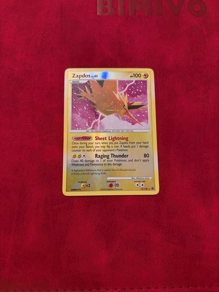 Pokemon Kaart Zapdos 14/100 Diamond & Pearl Majestic Dawn NM, Ophalen of Verzenden, Zo goed als nieuw, Losse kaart