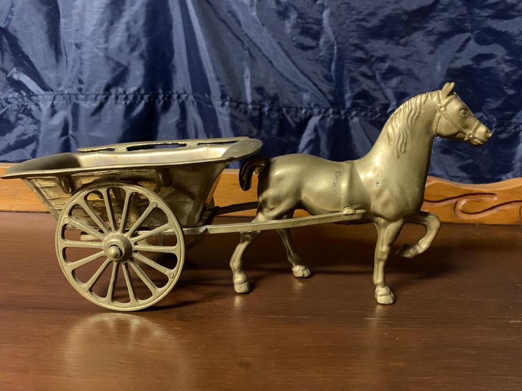 Koperen / messing paard met wagen, Ophalen of Verzenden, Koper