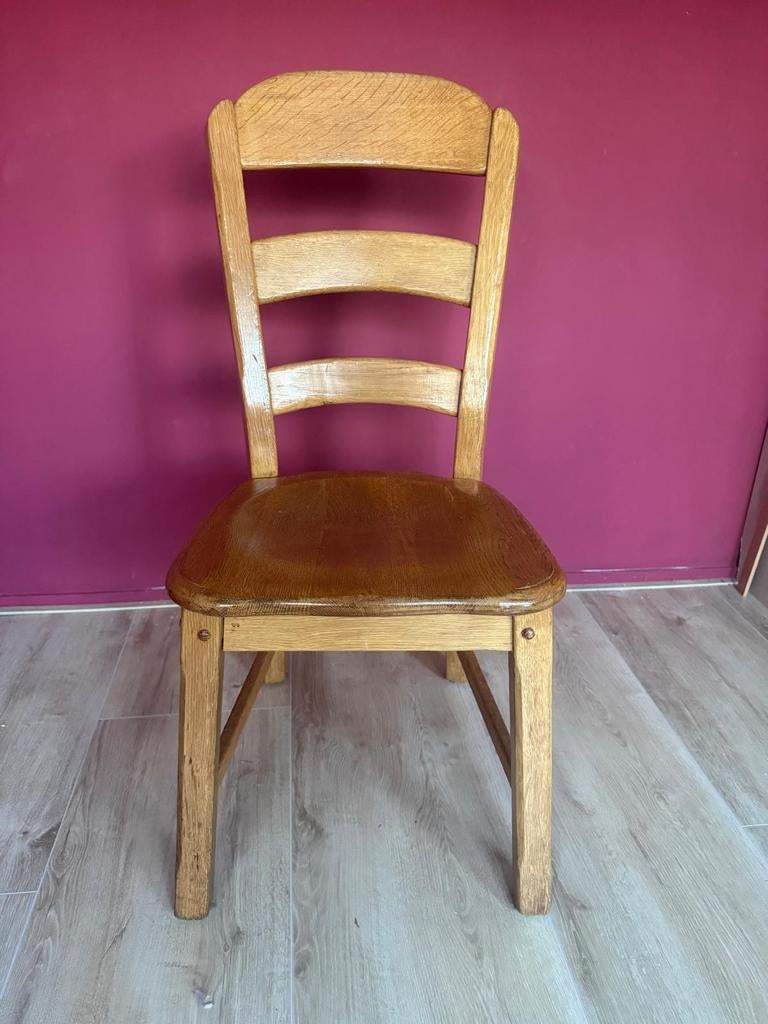 6 eiken eetkamerstoelen, Huis en Inrichting, Stoelen, Ophalen, Gebruikt, Overige kleuren, Klassiek