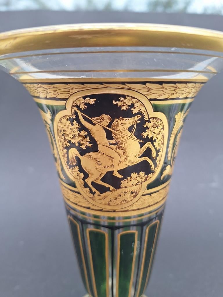 Boom glas 20e  Belgie vaas man te paard, Antiek en Kunst, Ophalen of Verzenden