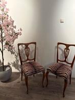 Vintage stoeltjes met tijgerprint, Huis en Inrichting, Stoelen, Ophalen, Gebruikt, Twee, Bruin
