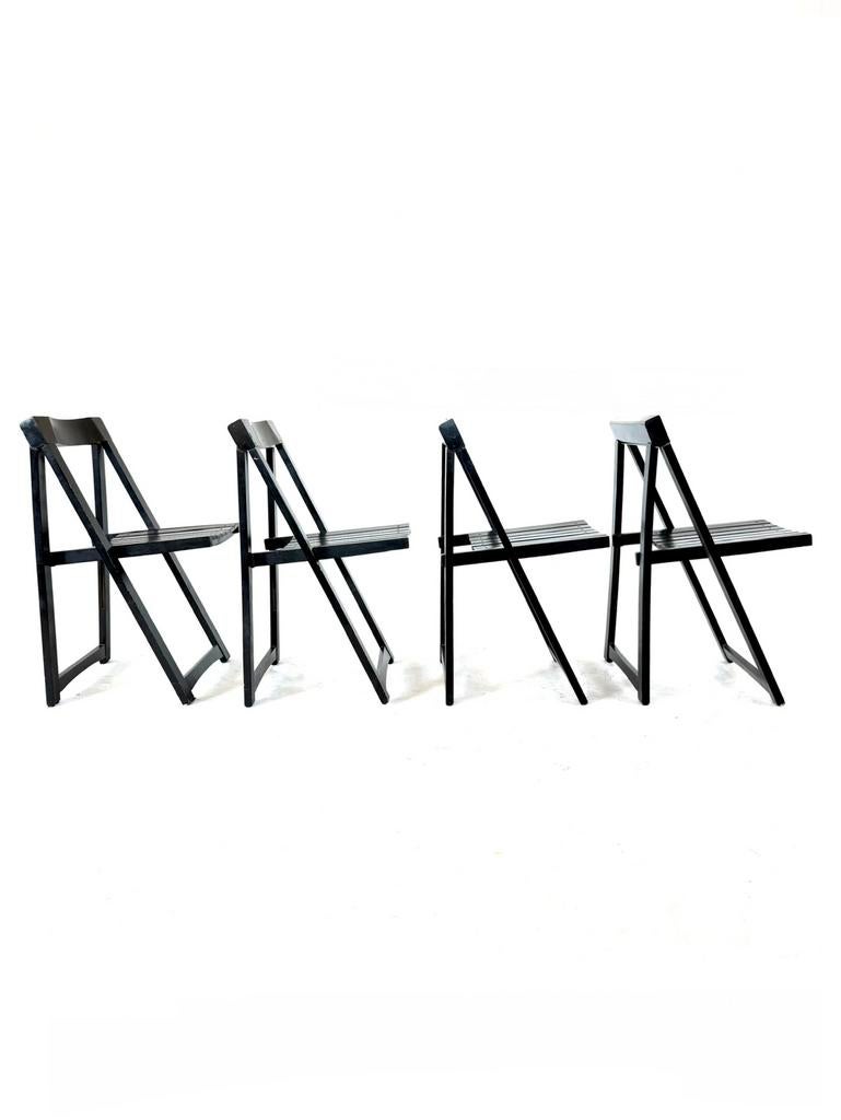 Set van 4 vintage klapstoelen ‘Trieste’, Aldo Jacober ‘60, Ophalen of Verzenden, Zo goed als nieuw, Vier, Hout