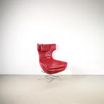 1x Leolux Caruzzo PLUS Fauteuil + Voetenbank Rood – Leer, Niet ingevuld, Niet ingevuld, Ophalen of Verzenden, Zo goed als nieuw