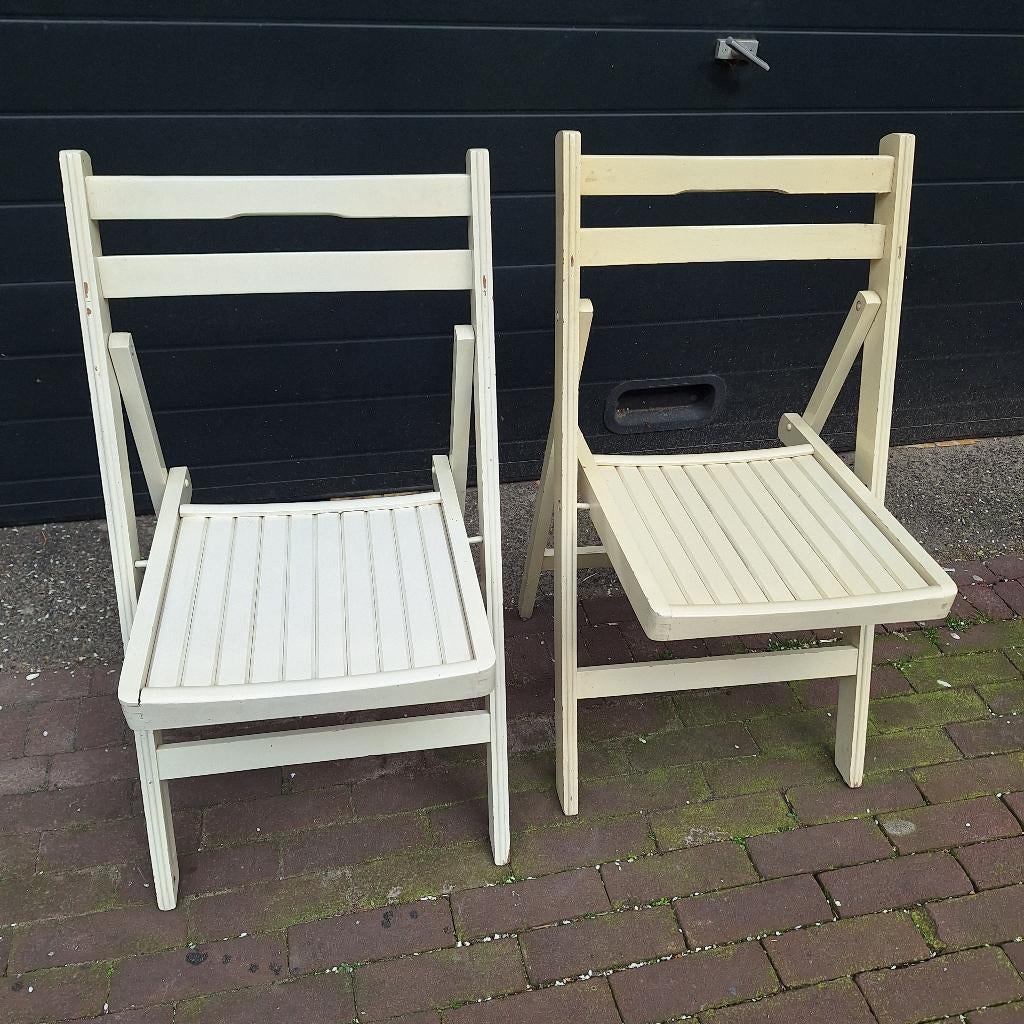 2 Vintage Houten Klapstoelen / Stoelen, Ophalen, Gebruikt, Twee, -