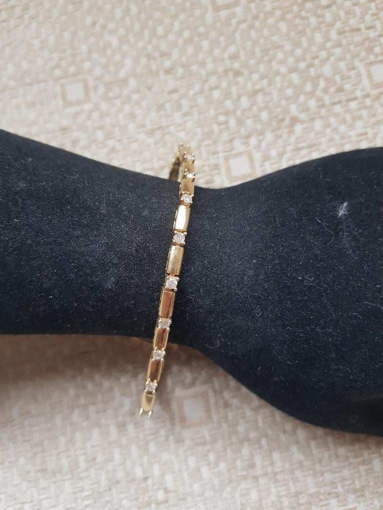 prachtige geelg tennisarmband met tot. 1 crt brilj., Nieuw, Ophalen of Verzenden, Met edelsteen, Goud