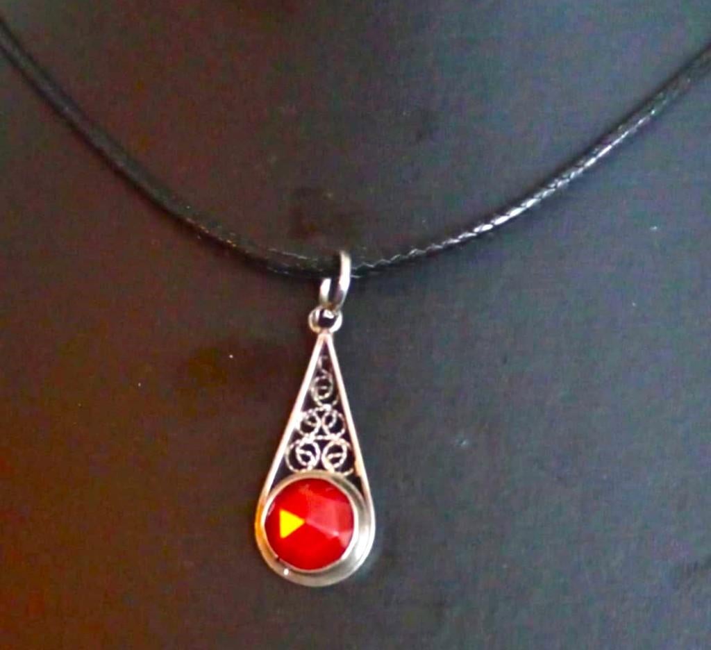 DE MAGIE VAN CARNEOOL & ZILVER! (Filigraan Edelsteen Hanger, Sieraden, Tassen en Uiterlijk, Kettingen, Verzenden, Nieuw, Met edelsteen