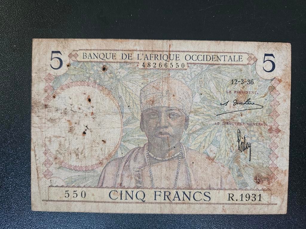 Frans West Afrika pick 21 1936, Postzegels en Munten, Bankbiljetten | Afrika, Ophalen of Verzenden, Overige landen, Los biljet