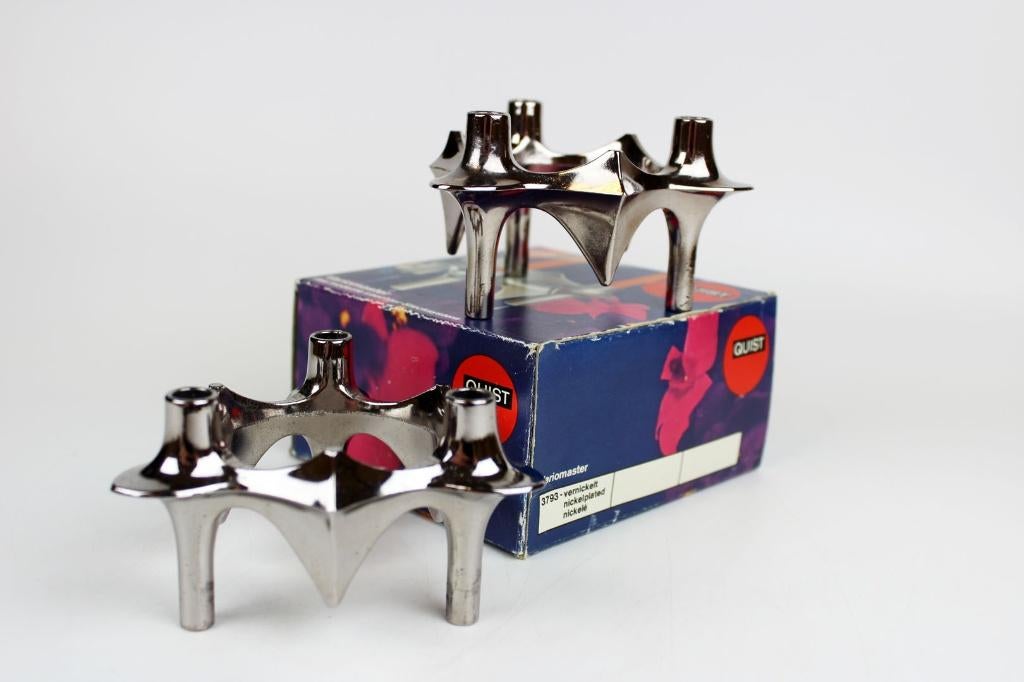 2x Quist Variomaster 3793 vintage kandelaar, Huis en Inrichting, Overige materialen, Ophalen of Verzenden, Zo goed als nieuw, Kandelaar